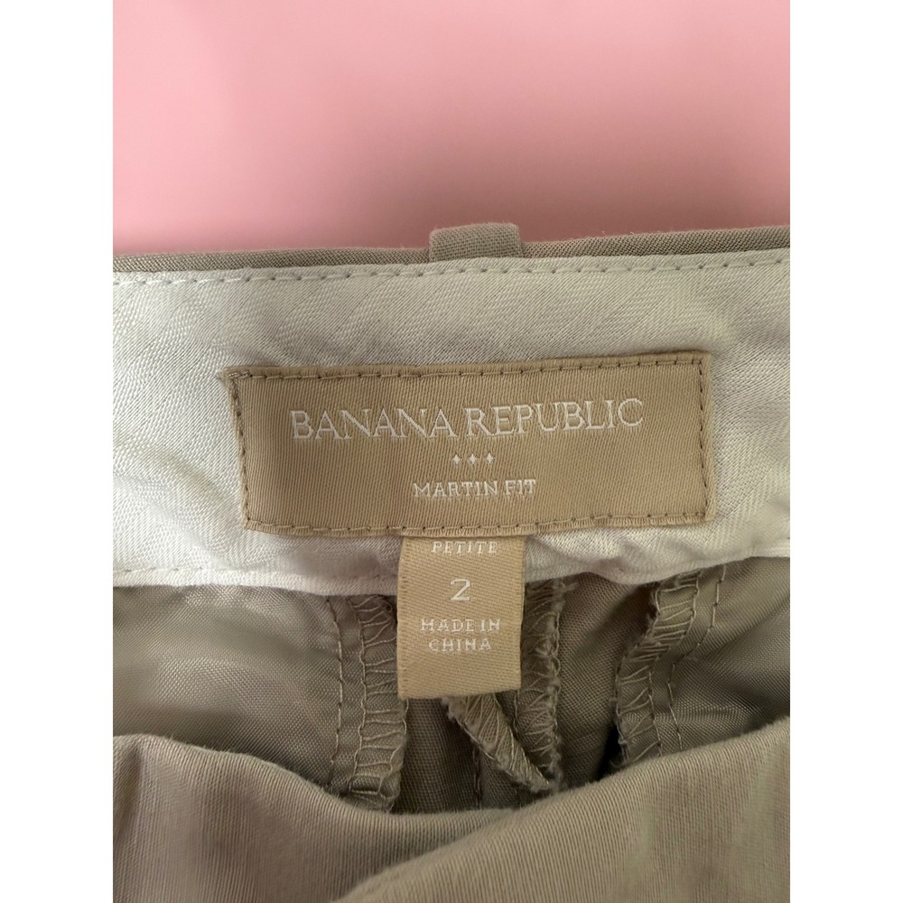 Banana Republic Martin Fit Pants Women 2 Petite Beige Excellent Flare Workwear - Picture 2 of 7
